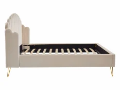 Cama de 160 x 200 cm con cabecero ondulado en terciopelo + colchón - SAGALI^Vente-unique Sale