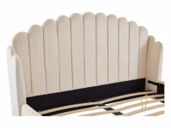 Cama de 160 x 200 cm con cabecero ondulado en terciopelo + colchón - SAGALI^Vente-unique Sale