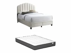 Vente-unique Cama de 160 x 200 cm con cajones - Terciopelo - + Colchón - ILISIO Marfil Hot