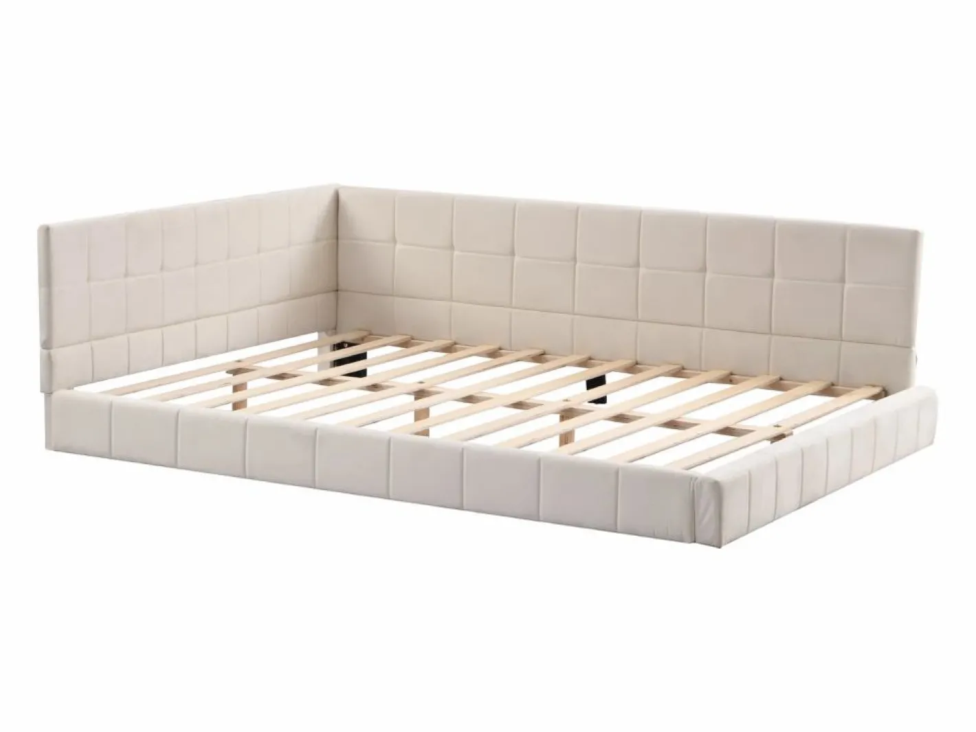 Hauss Spole Cama Diván|Cama de adulto 140x200 cm tipo sofá cama con 2 grandes reposabrazos, somier incluido, tapizada en terciopelo , sin colchón