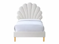 Vente-unique Cama de concha 90 x 190 cm en terciopelo beige - MOANA Blanco Clearance