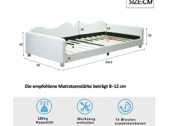 Merax Mueble De Bebé|Cama de día tapizada - 90 x 200 cm - 2 cajones - tejido afelpado - somier de láminas - para niños o bebés -