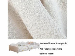 Merax Mueble De Bebé|Cama de día tapizada - 90 x 200 cm - 2 cajones - tejido afelpado - somier de láminas - para niños o bebés -