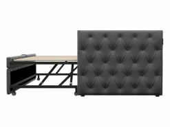 Hauss Spole Cama de día 90x200 cm, cama nido 90x190 cm - Cama infantil en terciopelo con somier de láminas Gris Outlet
