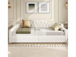 Cama de día 140x200 cm en lino - Cama de adulto con canapé y LED^Hauss Spole New
