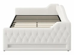 Cama de día 140x200 cm en lino - Cama de adulto con canapé y LED^Hauss Spole New