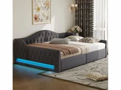 Cama de día 140x200 cm en lino - Cama de adulto con canapé y LED^Hauss Spole Hot