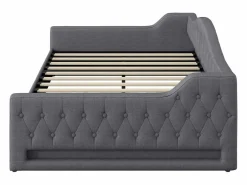 Cama de día 140x200 cm en lino - Cama de adulto con canapé y LED^Hauss Spole Hot