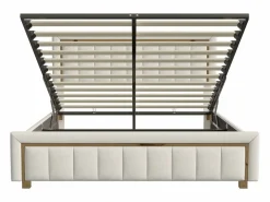 Cama Terciopelo|Cama Con Canapé|Cama de terciopelo con canapé de 160x200 cm - con palanca neumática - con somier de láminas -