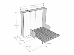 Cama doble abatible Kentaro de 160 cm con sofá y columna en fresno y azul claro^ITAMOBY Hot