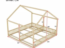 Merax Cama Montessori|Cama doble cabina - 2 x 90 x 200 cm - madera de pino + MDF - color natural
