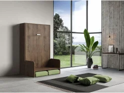ITAMOBY Cama doble plegable francesa Kentaro de 140 cm con sofá de nogal, color verde Marru00f3n New