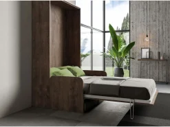 ITAMOBY Cama doble plegable francesa Kentaro de 140 cm con sofá de nogal, color verde Marru00f3n New