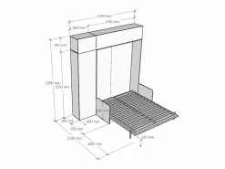 ITAMOBY Cama Abatible|Cama doble plegable Kentaro de 160 cm con sofá y muebles de fresno , verde