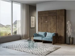ITAMOBY Cama doble plegable Kentaro de 160 cm con sofá y muebles de nogal, azul claro Marru00f3n Outlet
