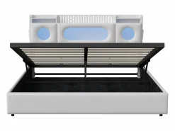 Cama Con Canapé|Cama Con Almacenaje|Cama doble 140x200cm con cabecero LED - espacio de almacenamiento y puerto USB - canapé hidráulico - PU -