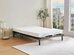 Ysmée Cama eléctrica de relajación decorativa somier colchón de látex 3 zonas 2x90x200cm Tela Beige PANISOLA Negro