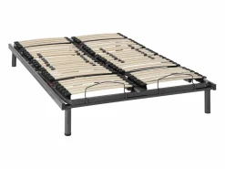 Ysmée Cama eléctrica de relajación decorativa somier colchón de látex 3 zonas 2x90x200cm Tela Beige PANISOLA Negro
