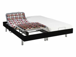 Cama eléctrica de relax decorativa somier colchón de muelles ensacados 80 x 200 cm Tela Gris RIZALI^Ysmée Best