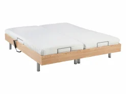 Ysmée Cama Articulada|Cama eléctrica de relax decorativa somier colchón de látex 3 zonas 90 x 200 cm Tela Gris PANISOLA