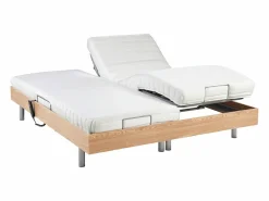 Ysmée Cama Articulada|Cama eléctrica de relax decorativa somier colchón de látex 3 zonas 90 x 200 cm Tela Gris PANISOLA