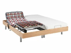 Ysmée Cama Articulada|Cama eléctrica de relax decorativa somier colchón de látex 3 zonas 90 x 200 cm Tela Gris PANISOLA