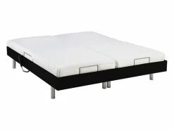 Ysmée Cama eléctrica de relax decorativa somier colchón muelles ensacados 90 x 200 cm Tela Gris RIZALI Negro Outlet
