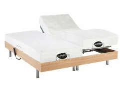 NATUREA Cama Articulada|Cama eléctrica relajación terminales LYSIS - 2 x 70 x 190 cm - roble