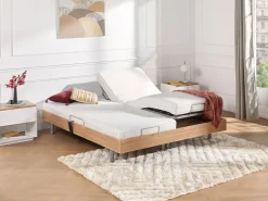 Ysmée Cama eléctrica relax decorativa somier colchón de espuma viscoelástica 90 x 200 cm Tela Gris MENASINA Blanco Hot