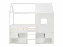 Vente-unique Cama Montessori|Cama elevada estilo cabaña 90 x 190 cm en pino y MDF en color + colchón - VALESKIA