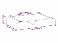Clicnbuy Cama elevada para perros negra 130x80x20 cm tela Oxford y acero Negro New