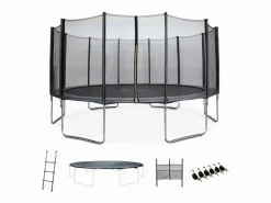 Sweeek Cama elástica con pack de accesorios, 490cm gris Gris antracita New