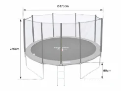 Happy Garden Cama elástica de 370cm reversible /rosa, Pack trampolín PERTH + red de seguridad + escalera + lona + kit de anclaje. Gris Discount