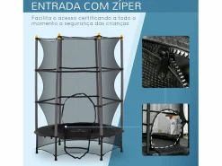 Cama elástica Jump entrada con cremallera y red de seguridad Ø140x190 cm^Homcom New