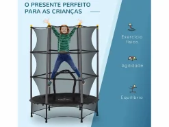 Cama elástica Jump entrada con cremallera y red de seguridad Ø140x190 cm^Homcom New