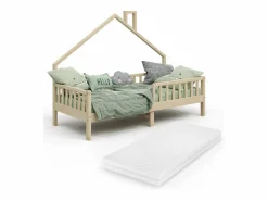 Vicco Cama en forma de casa madera natural 208x93x155 noemi Color natural claro Discount