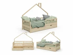 Cama en forma de casa madera natural 208x93x155 noemi^Vicco