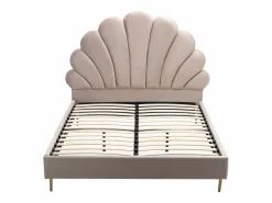 Vente-unique Cama en forma de concha de 140 x 190 cm en terciopelo - LIVAYA Beige New