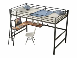 Cama entrepiso de hierro - 90x200 cm - con escritorio esquinero y estante -^ModernLuxe Discount