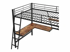 Cama entrepiso de hierro - 90x200 cm - con escritorio esquinero y estante -^ModernLuxe Discount
