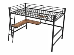 Cama entrepiso de hierro - 90x200 cm - con escritorio esquinero y estante -^ModernLuxe Discount
