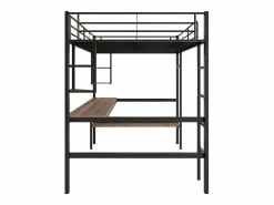 ModernLuxe Cama entrepiso de hierro - 90x200cm - con escritorio y 5 estantes - Negro Sale