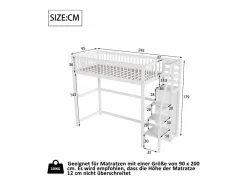 Merax Cama entrepiso de 90x200 con escalera, cama infantil de madera blanca con estante de almacenamiento, armario sencillo Blanco New