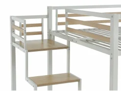 Vente-unique Cama Alta|Cama Infantil|Cama entreplanta JOGUI de 140 x 200 cm en metal y MDF