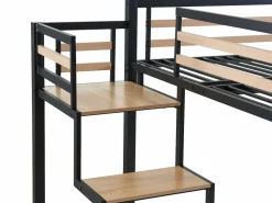 Vente-unique Cama Alta|Cama Infantil|Cama entreplanta JOGUI 140x200 cm en metal y MDF, color y natural -