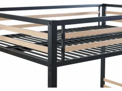 Vente-unique Cama Alta|Cama Infantil|Cama entreplanta JOGUI 140x200 cm en metal y MDF, color y natural -