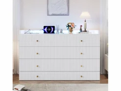 Cama escamoteable 140x200 cm - con puerto USB + toma eléctrica - con iluminación LED - Cama convertible - ​ (colchón no incluido)^ModernLuxe Best