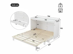Cama escamoteable 140x200 cm - con puerto USB + toma eléctrica - con iluminación LED - Cama convertible - ​ (colchón no incluido)^ModernLuxe Best