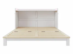 Cama escamoteable 140x200 cm - con puerto USB + toma eléctrica - con iluminación LED - Cama convertible - ​ (colchón no incluido)^ModernLuxe Best