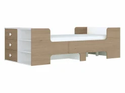 Vente-unique Cama evolutiva 90 x 140/170/190 cm con almacenamiento natural y blanco - GAROLIO Color natural claro / Blanco Hot